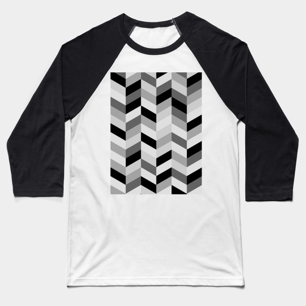 Multi Grey Chevron Tile Pattern Baseball T-Shirt by OneThreeSix